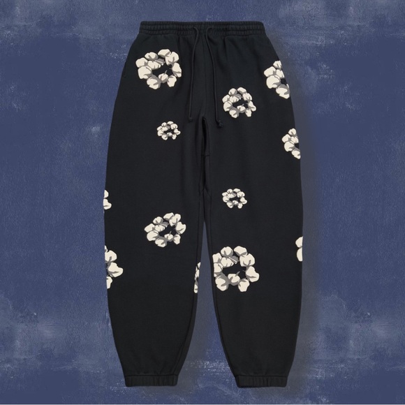 Black and White Floral Joggers with Relaxed Fit